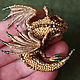 Brooch dragon "Goldie".  Embroidered dragon. Golden dragonet. Brooches. master Alena Litvin. My Livemaster. Фото №5