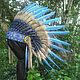 Blue Indian Headdress, Native American Warbonnet. Carnival Hats. Indian Headdress Co. Интернет-магазин Ярмарка Мастеров.  Фото №2