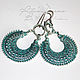 Lightweight delicate silver plated earrings in the Oriental style decorated with decorative patina dark turquoise, harmoniously fit into the set in the ethnic or bohostice, and also adds a subtle Orie