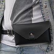Мини кошелек / Mini Wallet v-one (черный из подшлифованной кожи)