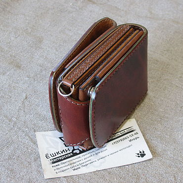 Сумки ручной работы. Ярмарка Мастеров - ручная работа Компактный кошелек S-Fold Brown-cardholder. Кошелек на ремень.. Handmade.