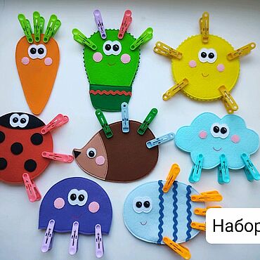 Куклы и игрушки ручной работы. Ярмарка Мастеров - ручная работа Развивающая игра "Забавные прищепки". Handmade.