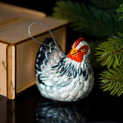 Сувениры и подарки handmade. Livemaster - original item Christmas tree toy Christmas porcelain Christmas tree toy chicken Ryaba. Handmade.