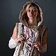 White Printed Sleeveless Hoodie Vest with Fur "Winter". Vests. mongolia. My Livemaster. Фото №6
