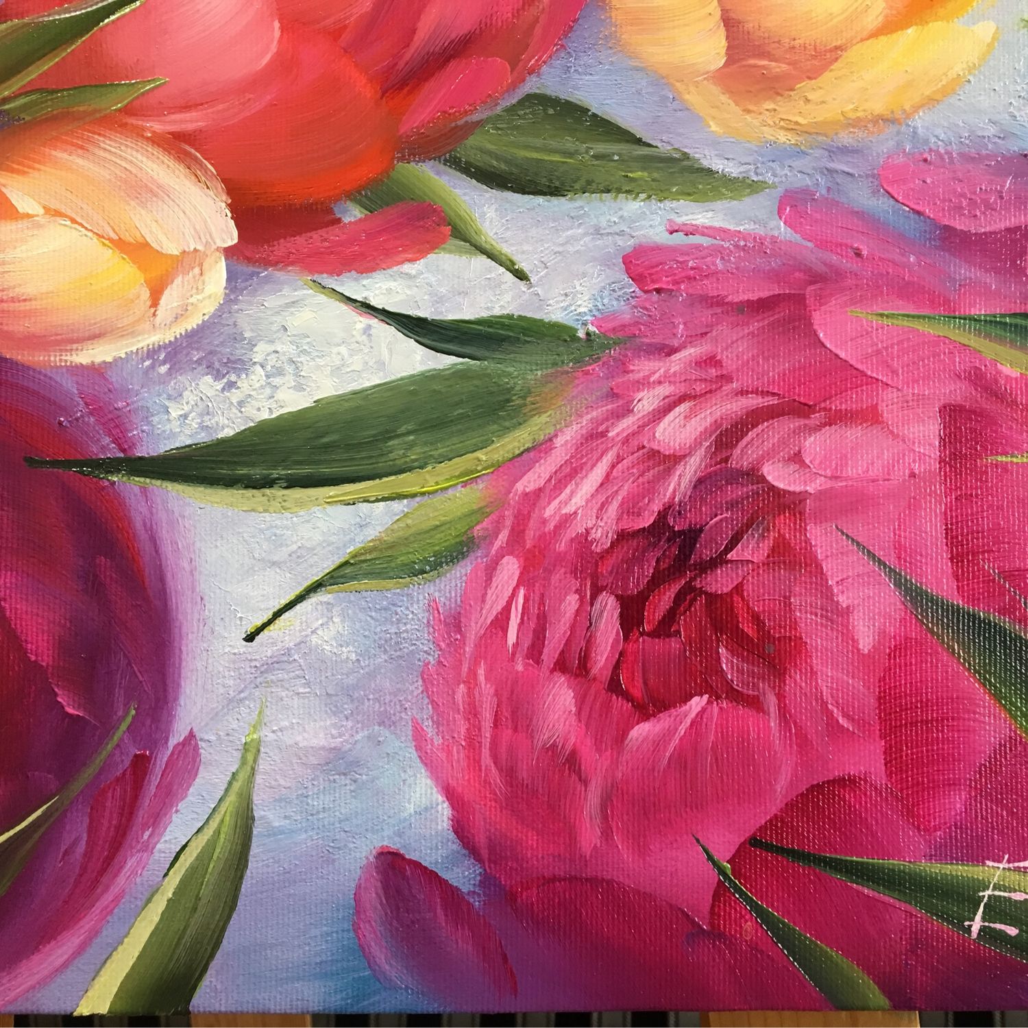 Картина маслом «Разноцветные пионы» в интернет-магазине Ярмарка ...