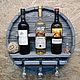 Винная полка деревянная круглая серая на 3 бутылки вина и 3 бокала, Полки, Ульяновск,  Фото №1