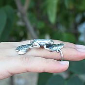 Украшения handmade. Livemaster - original item Frog Ring on leaves made of 925 sterling silver HH0131. Handmade.