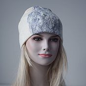 Аксессуары handmade. Livemaster - original item Felted women`s hat.Warm Wool Felted White beanie Hat. Handmade.