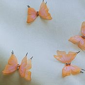 Материалы для творчества handmade. Livemaster - original item 3D Organza Butterfly Set. Orange. Handmade.