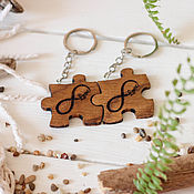 Сувениры и подарки handmade. Livemaster - original item Wooden Paired Key Chains Puzzle for Valentine`s Day, Valentine`s Day. Handmade.