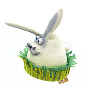 Дача и сад handmade. Livemaster - original item Textiles for the bath: Hat for the sauna Hare in the grass. Handmade.