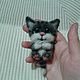 Брошь валяная  "Котенок серый" ( кот). Брошь-булавка. Елена Низовцева (Radoztinka). Ярмарка Мастеров.  Фото №6