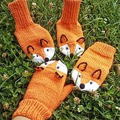 Аксессуары handmade. Livemaster - original item Socks: Socks and mittens knitted Chanterelles. Handmade.