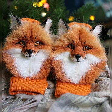 Аксессуары ручной работы. Ярмарка Мастеров - ручная работа Варежки лисички. Handmade.