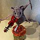 Валяная Мышка со скрипкой. Скульптура из войлока "Музыкант". Войлочная игрушка. Podarki MOV. Интернет-магазин Ярмарка Мастеров.  Фото №2