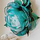 FABRIC FLOWERS. Chiffon rose ' Turquoise', Brooches, Vidnoye,  Фото №1