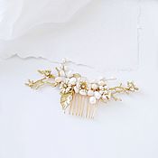 Wedding hair vine hairstyle with white leaves Wedding hairpin