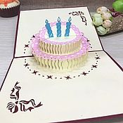 Открытки handmade. Livemaster - original item Birthday cake - 3D handmade greeting card. Handmade.