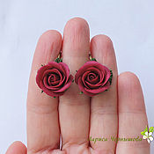 Украшения handmade. Livemaster - original item Earrings with burgundy roses. Handmade.