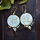 Boho earrings 'White Lilies' - Round earrings Brass Citrine, Earrings, Ulan-Ude,  Фото №1