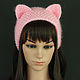 Headband with Cat ears knitted hair Pink. Bandage. Space Cat Knitting. My Livemaster. Фото №6