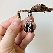 Сережки с кораллом, лавой, сердоликом, сережки с натуральными камнями