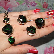 Украшения handmade. Livemaster - original item A set of "emerald" from 925 sterling silver with gold. Handmade.