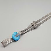 Украшения handmade. Livemaster - original item Silver necklace with turquoise and cubic zirconia. Handmade.