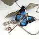 Transparent Pendant Key Black Blue Butterfly Vintage Key on a Chain 2, Pendants, Taganrog,  Фото №1