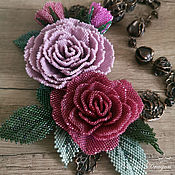 Украшения handmade. Livemaster - original item Rosy Necklace, Pink Beads, Rose Flowers. Handmade.