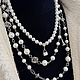 Комплект жемчужных бус чокер цепочка с подвеской в стиле CHANEL. Комплекты украшений. Молодых  Светлана. Ярмарка Мастеров.  Фото №6