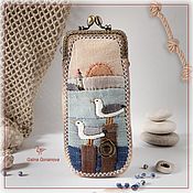 Round coin purse with zipper, Japanese patchwork