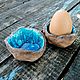 Две Подставки для яиц Коричневый с бирюзовым из глины ручной работы, Наборы посуды, Москва,  Фото №1
