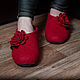 Felted red slippers with flowers, Slippers, Chelyabinsk,  Фото №1