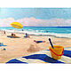 Oil painting. Feodosiya. Golden beach Crimean landscape, Pictures, Zhukovsky,  Фото №1