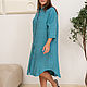 Linen shirt dress blue melange with bright embroidery. Dresses. NATALINI. Ярмарка Мастеров.  Фото №5