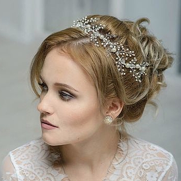 Стразы на волосы на пружинках для прически невесты