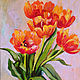 Order Oil painting Tulips Canvas 20 x 40 cm Flowers Still life in a frame. matryoshka (azaart). Livemaster. . Pictures Фото №3