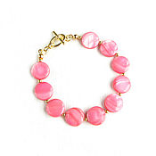 Украшения handmade. Livemaster - original item Mother of Pearl Bracelet, Pink Fuchsia Pearl Bracelet. Handmade.