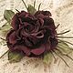 Leather flowers brooch hairpin flower MAROON ROSE Natural suede, Brooches, Rostov-on-Don,  Фото №1