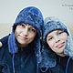 Order Felt cap with ear-flaps 'In the box, blue'. Oksana Vladarskaya. Livemaster. . Hat with ear flaps Фото №3