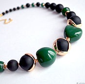 Украшения handmade. Livemaster - original item Necklace and earrings agate, Kukui, gilding 