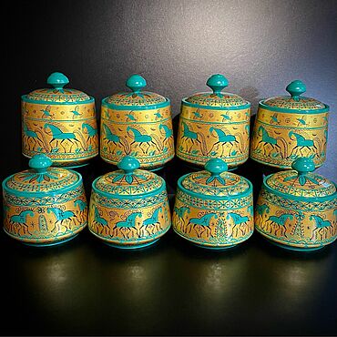 Посуда ручной работы. Ярмарка Мастеров - ручная работа Сахарницы солонки деревянные ручная роспись Мезенская роспись. Handmade.