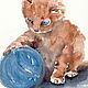 'Game' watercolor painting (cats, ginger, animals), Pictures, Korsakov,  Фото №1