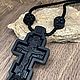 Нательный крест из черного дерева 65 мм. Молитва Отче наш, Крестик, Кострома,  Фото №1