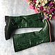 Boots 'Casual green crocodile' black sole, beige rant. High Boots. Roman (Hitarov). Интернет-магазин Ярмарка Мастеров.  Фото №2