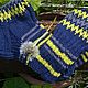 Knitted knee socks ' Yellow on blue'. Socks handmade. Knee. DominikaSamara. My Livemaster. Фото №6