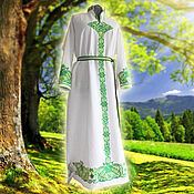 Русский стиль handmade. Livemaster - original item Vesta`s white linen dress. Handmade.