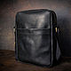 Мужская кожаная сумка планшет на плечо PRINCETON черная, Мужская сумка, Тула,  Фото №1