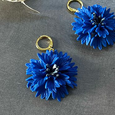 Украшения ручной работы. Ярмарка Мастеров - ручная работа Серьги Васильки небесные. Handmade.